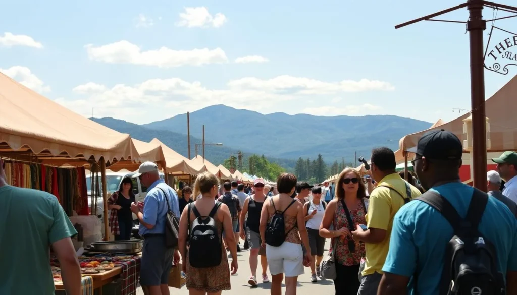 Cultural festival near Bald Eagle Mountain with local artisans and performers