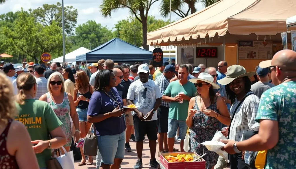 Cultural festival near Bayou Bartholomew Louisiana with diverse attendees enjoying local music and food Cultural festival near Bayou Bartholomew Louisiana with diverse attendees enjoying local music and food