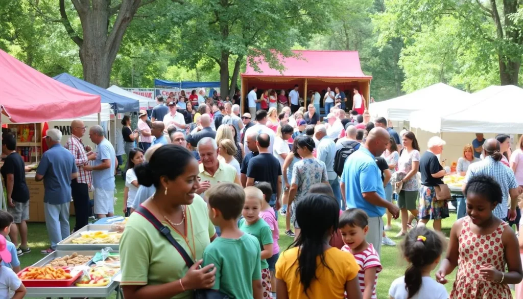 Cultural festival with diverse attendees near Hidden Springs State Park Illinois Cultural festival with diverse attendees near Hidden Springs State Park Illinois