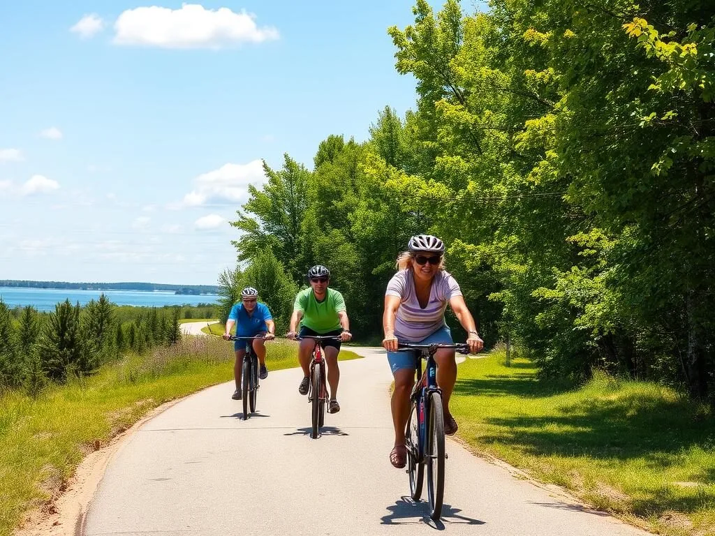 Cycling path at Presque Isle State Park in Millcreek Township Pennsylvania Cycling path at Presque Isle State Park in Millcreek Township Pennsylvania