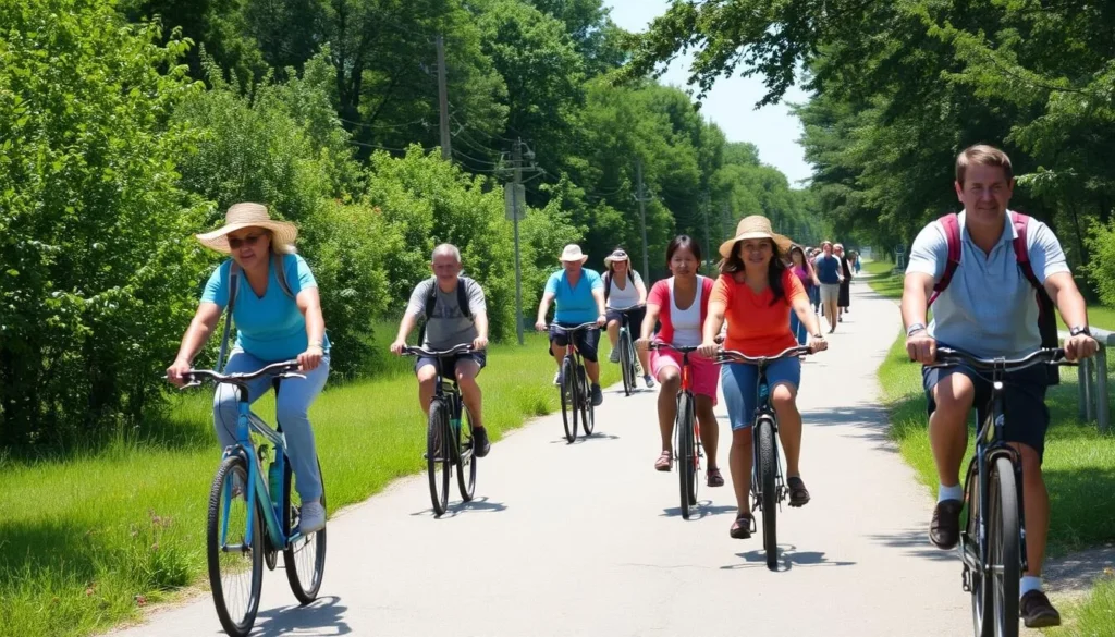 Cyclists and pedestrians sharing the towpath trail safely Cyclists and pedestrians sharing the towpath trail safely