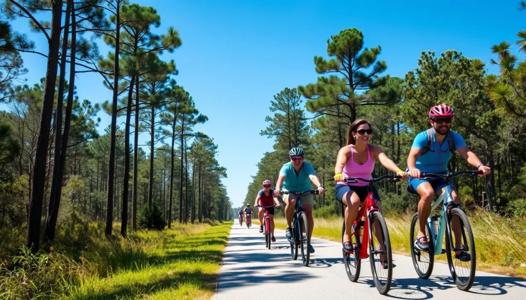 Cyclists on the Legacy Trail in Oscar Scherer State Park