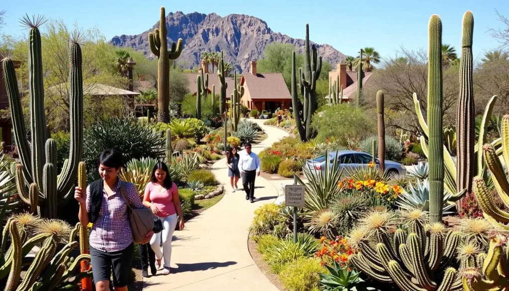 Desert Botanical Garden near Camelback Mountain with diverse cacti collection