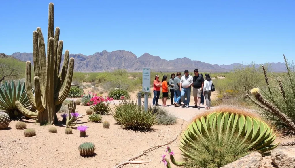Desert garden with native plants at Colorado River State Historic Park showing adaptation to the arid environment