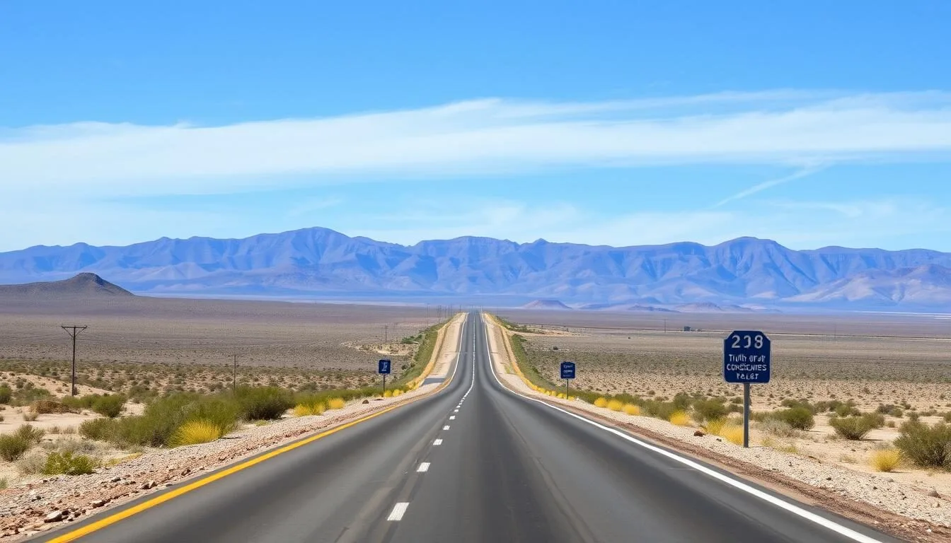 Desert-road-leading-to-Truth-or-Consequences-with-mountain-views Desert road leading to Truth or Consequences with mountain views