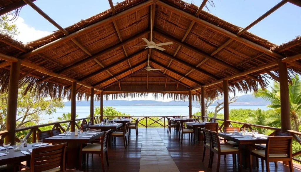 Dining area at Ngamba Eco-Lodge with Lake Victoria view Dining area at Ngamba Eco-Lodge with Lake Victoria view