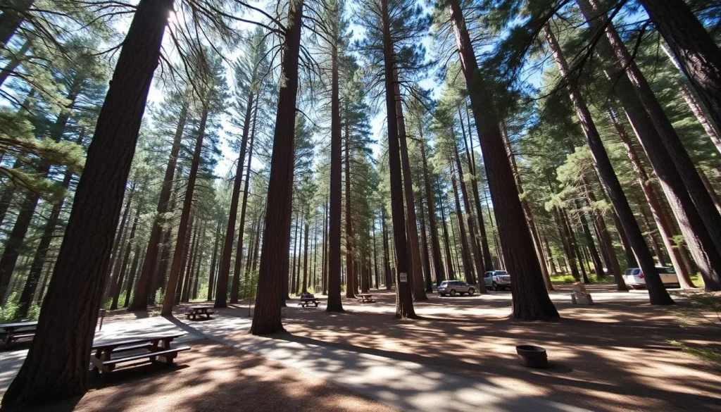 Doane Valley Campground in Palomar Mountain State Park showing campsites nestled among tall trees