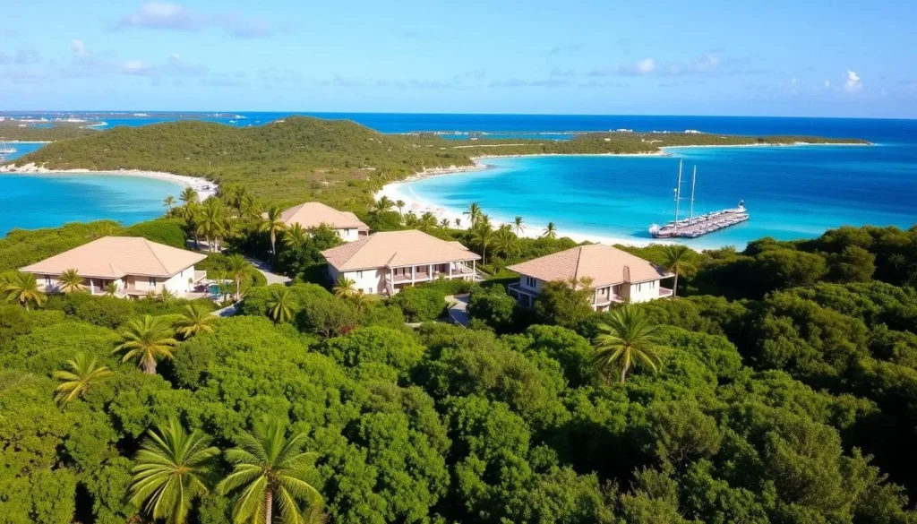 Dragon Cay Resort overlooking Mudjin Harbour showing accommodation options for Mudjin Harbour Turks & Caicos things to do