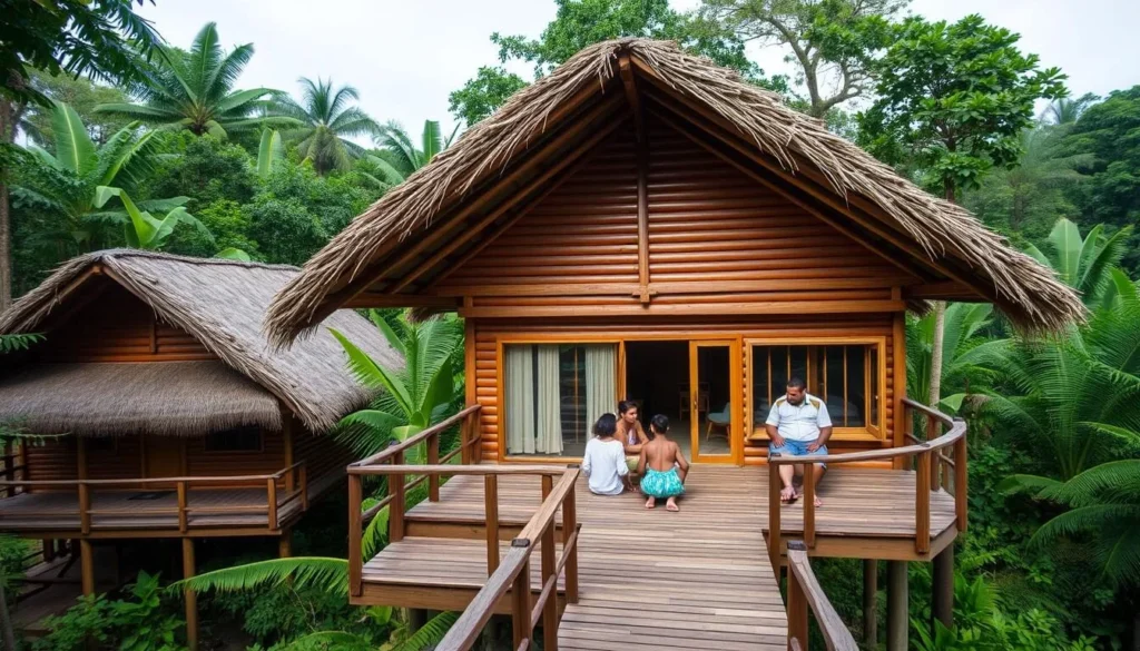 Eco-lodge accommodation in Waukauyengtipu showing traditional structures integrated with natural surroundings