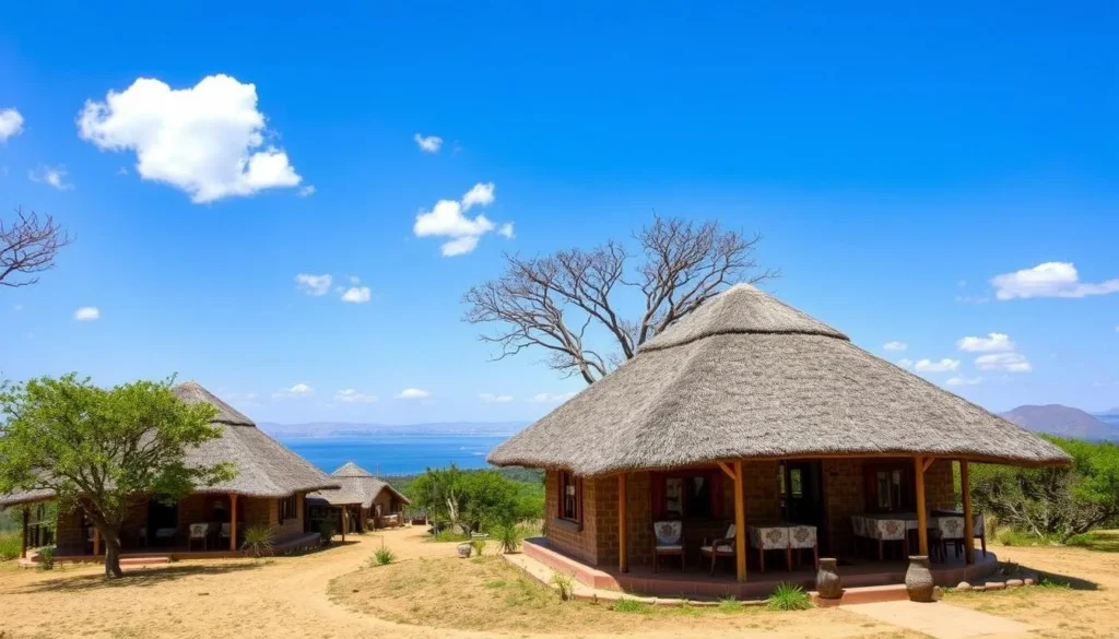 Eco-lodge accommodation near Lake Chamo with traditional Ethiopian architecture Eco-lodge accommodation near Lake Chamo with traditional Ethiopian architecture