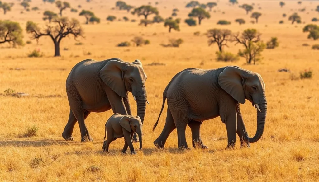 Elephants crossing savanna in Murchison Falls National Park Uganda during dry season Elephants crossing savanna in Murchison Falls National Park Uganda during dry season
