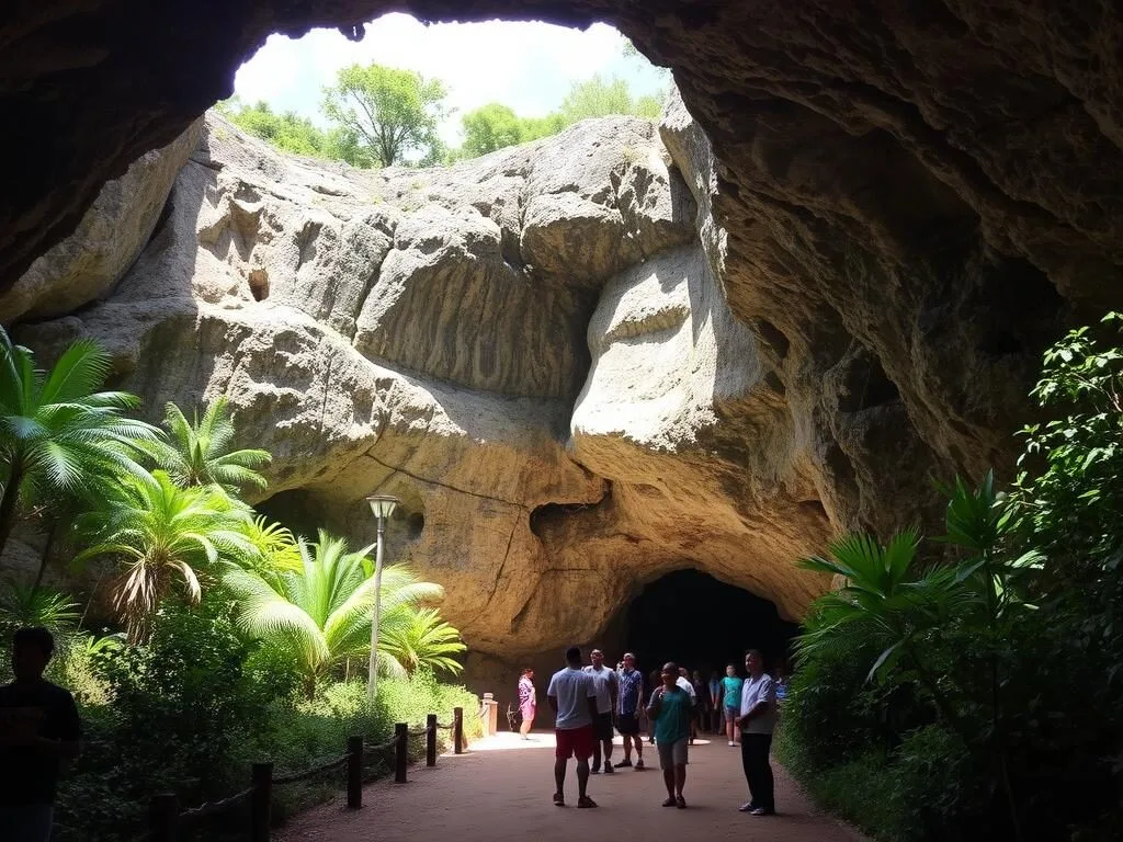 Entrance to Gourie Cave near Mandeville with its impressive rock formations