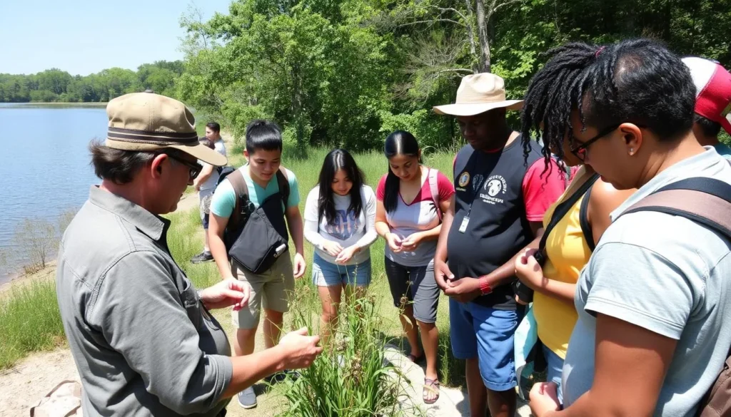 Environmental education program at Bald Eagle State Park Pennsylvania with diverse participants