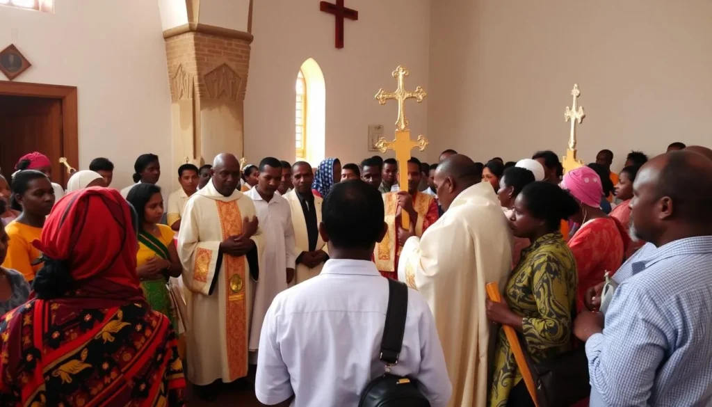 Ethiopian Orthodox religious ceremony at Wukro Chirkos Church