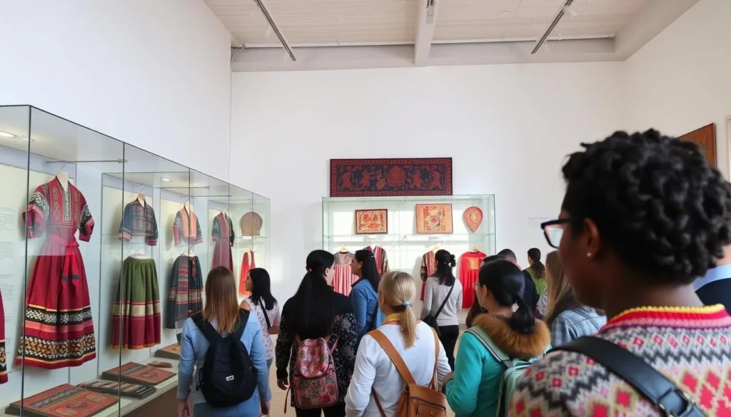 Exhibition at the Chuvash National Museum showcasing traditional costumes and artifacts Exhibition at the Chuvash National Museum showcasing traditional costumes and artifacts
