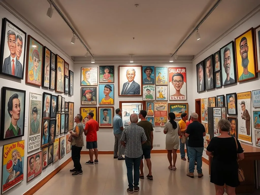 Exhibits at the Museum of Humor in San Antonio de los Banos showing caricatures and cartoons Exhibits at the Museum of Humor in San Antonio de los Banos showing caricatures and cartoons