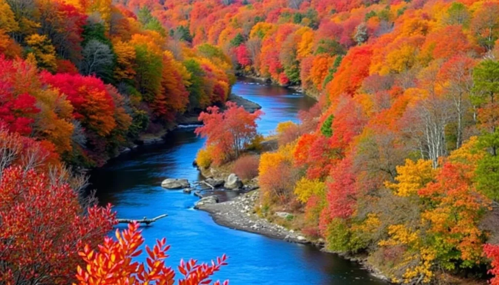 Fall foliage along the West Branch of Susquehanna River in Bucktail State Park Natural Area Fall foliage along the West Branch of Susquehanna River in Bucktail State Park Natural Area