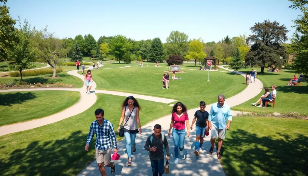Family enjoying Parc Fénelon in Dunkirk with green spaces and recreational areas