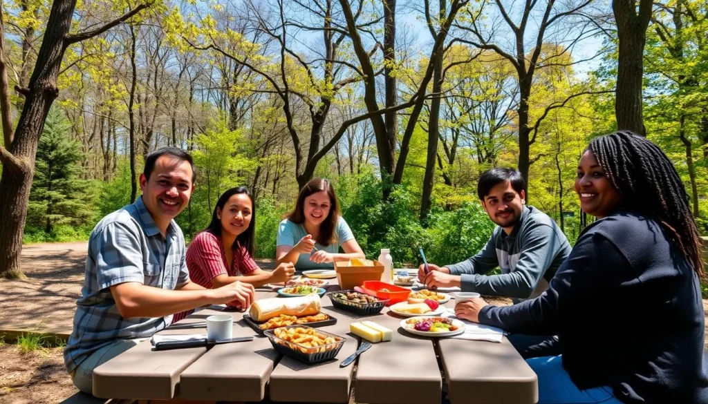 Family enjoying a picnic at Little Buffalo State Park Family enjoying a picnic at Little Buffalo State Park
