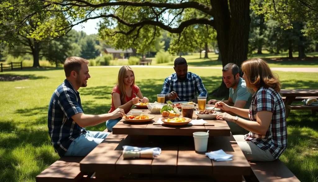 Family enjoying a picnic at one of Oil Creek State Park's designated picnic areas