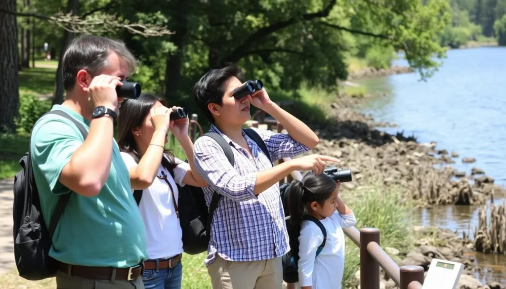 Family observing wildlife at Locust Lake State Park Family observing wildlife at Locust Lake State Park