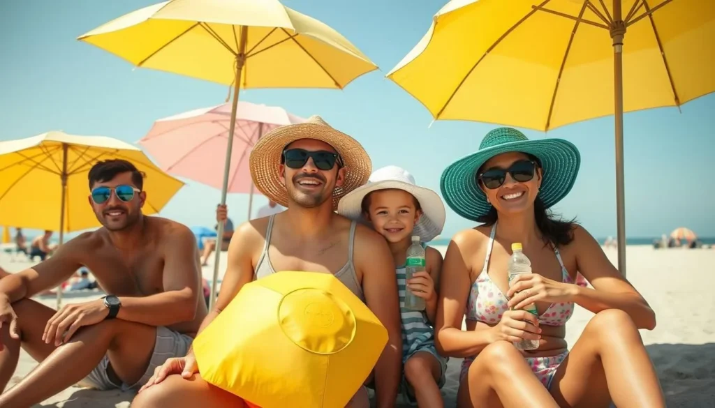 Family safely enjoying McGrath State Beach California with proper beach equipment Family safely enjoying McGrath State Beach California with proper beach equipment