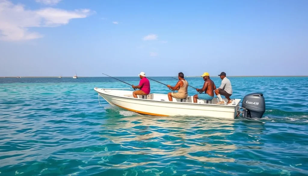 Fishing expedition on the Tiwi Islands with tourists catching barramundi