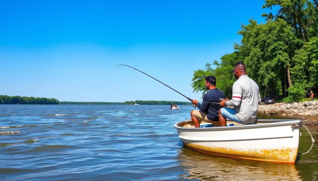 Fishing on the Mississippi River near Kaskaskia Island Fishing on the Mississippi River near Kaskaskia Island