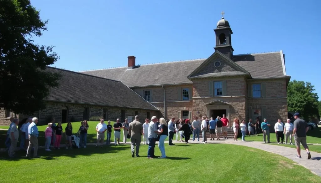 Fort LeBoeuf Museum exterior with visitors exploring the historical site Fort LeBoeuf Museum exterior with visitors exploring the historical site