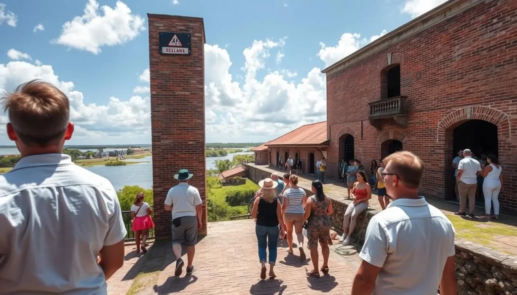 Fort Zeelandia on Fort Island with Dutch colonial architecture and Essequibo River view