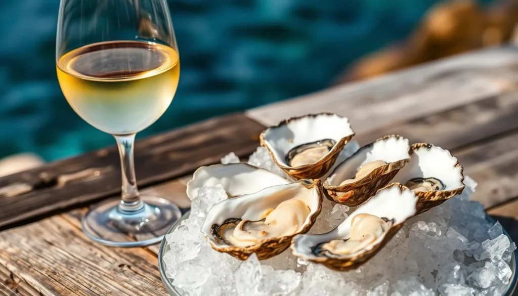 Fresh oysters and local wine from Peljesac Peninsula Croatia Fresh oysters and local wine from Peljesac Peninsula Croatia