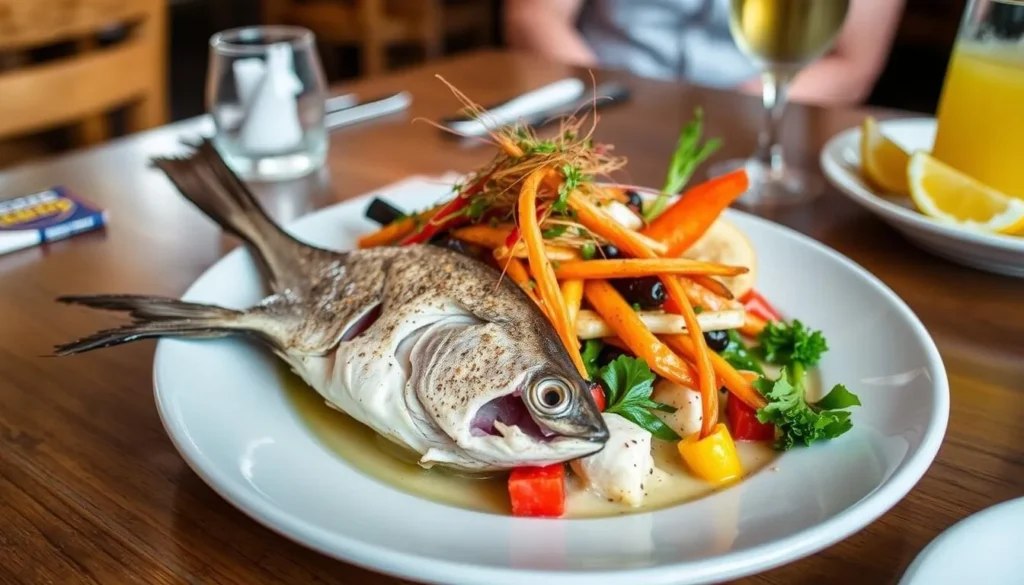 Fresh seafood dish from a local Mendocino restaurant near Jug Handle State Natural Reserve Fresh seafood dish from a local Mendocino restaurant near Jug Handle State Natural Reserve