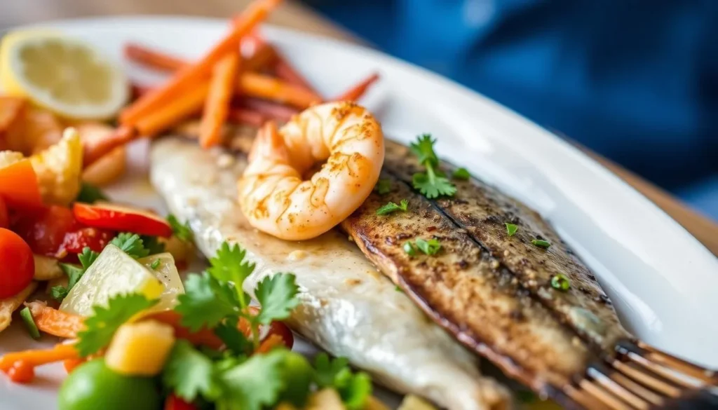 Fresh seafood dish representative of local cuisine near Timucuan Ecological and Historic Preserve Florida