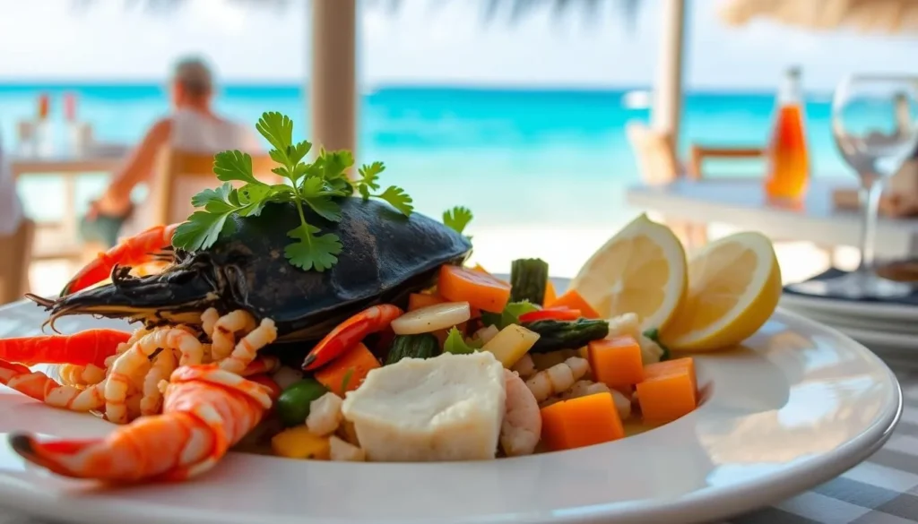 Fresh seafood dish served at a beachfront restaurant in Terre-de-Haut