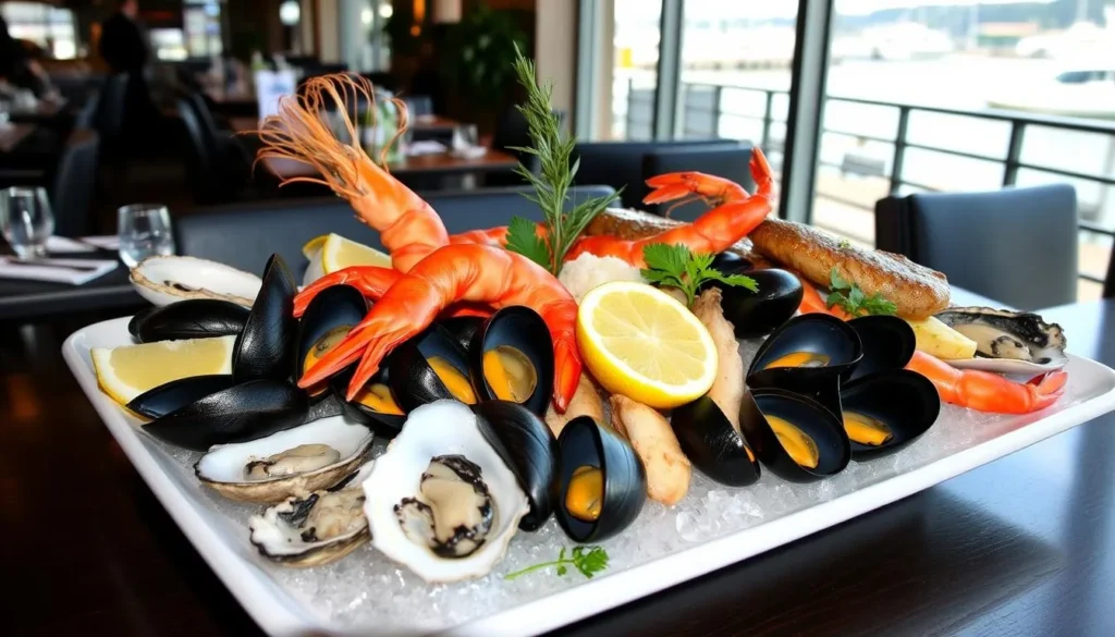 Fresh seafood platter at Auckland waterfront restaurant