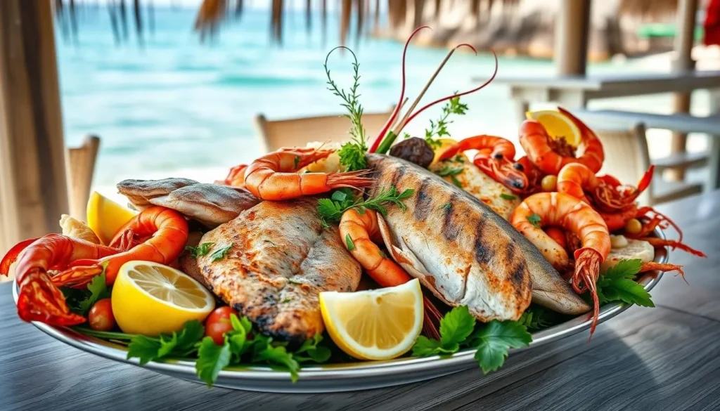 Fresh seafood platter at a beachfront restaurant in Dawn Beach St. Martin Fresh seafood platter at a beachfront restaurant in Dawn Beach St. Martin