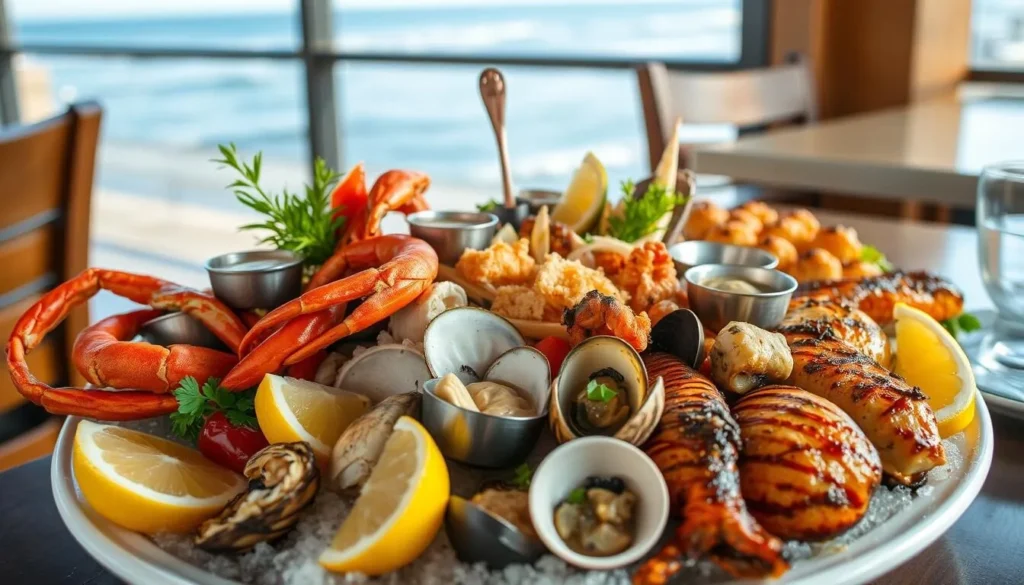 Fresh seafood platter at a restaurant near Morro Strand State Beach California Fresh seafood platter at a restaurant near Morro Strand State Beach California