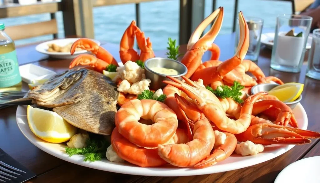 Fresh seafood platter at a restaurant near Mound Key Archaeological State Park Florida