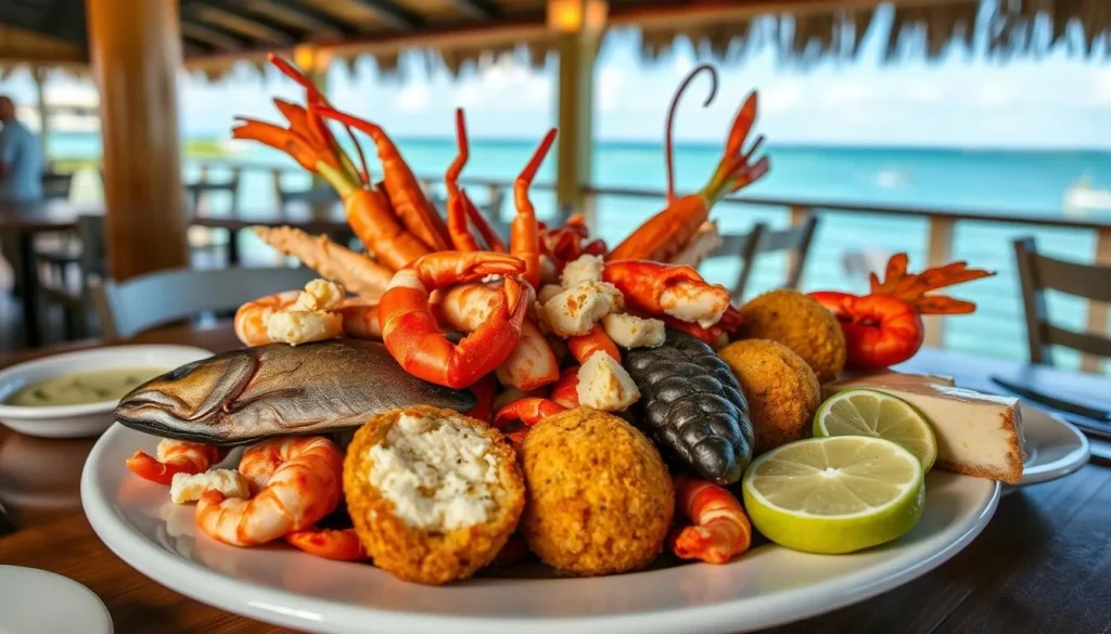 Fresh seafood platter at a waterfront restaurant in Little Torch Key Florida Fresh seafood platter at a waterfront restaurant in Little Torch Key Florida