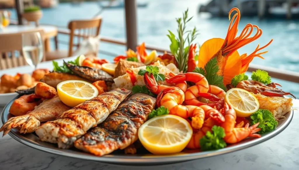 Fresh seafood platter at a waterfront restaurant in Simpson Bay Fresh seafood platter at a waterfront restaurant in Simpson Bay