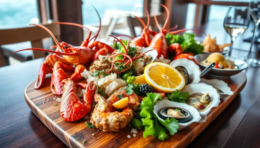 Fresh seafood platter featuring Furneaux Islands' famous crayfish and other local delicacies
