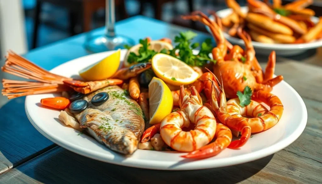 Fresh seafood platter from restaurants near St. Lucie Inlet Preserve State Park Florida
