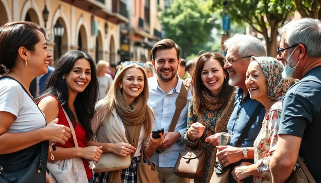 Friendly local interaction between tourists and Tula residents