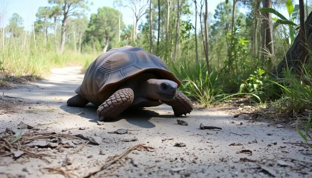 Gopher tortoise on a trail at Wekiwa Springs State Park Gopher tortoise on a trail at Wekiwa Springs State Park