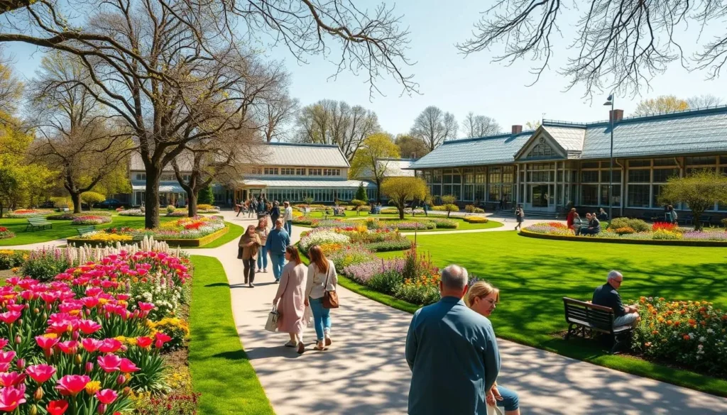 Göttingen's Old Botanical Garden in spring with colorful blooming flowers