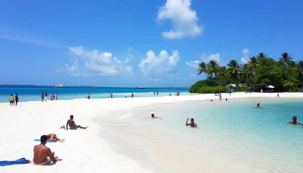 Grand Anse Beach near St. George's, Grenada with white sand and turquoise waters Grand Anse Beach near St. George's, Grenada with white sand and turquoise waters