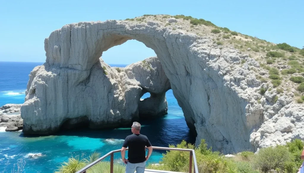 Gueule Grand Gouffre limestone arch on Marie-Galante's north coast