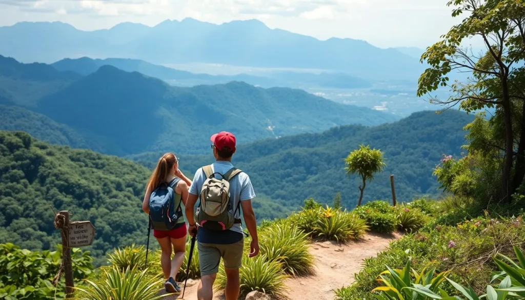 Hikers enjoying the Blue Mountain Peak trail, one of the top Blue Mountains Jamaica things to do