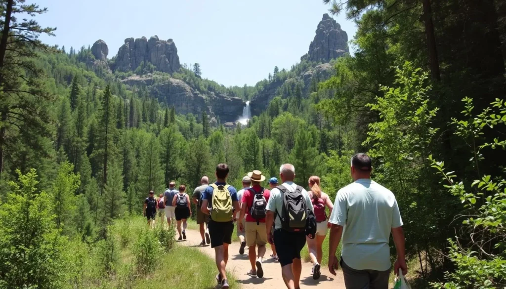Hikers enjoying trails at Ferne Clyffe State Park near Herrin Hikers enjoying trails at Ferne Clyffe State Park near Herrin
