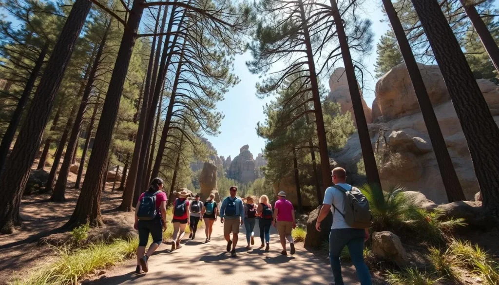 Hikers exploring trails through Castle Rock State Park California